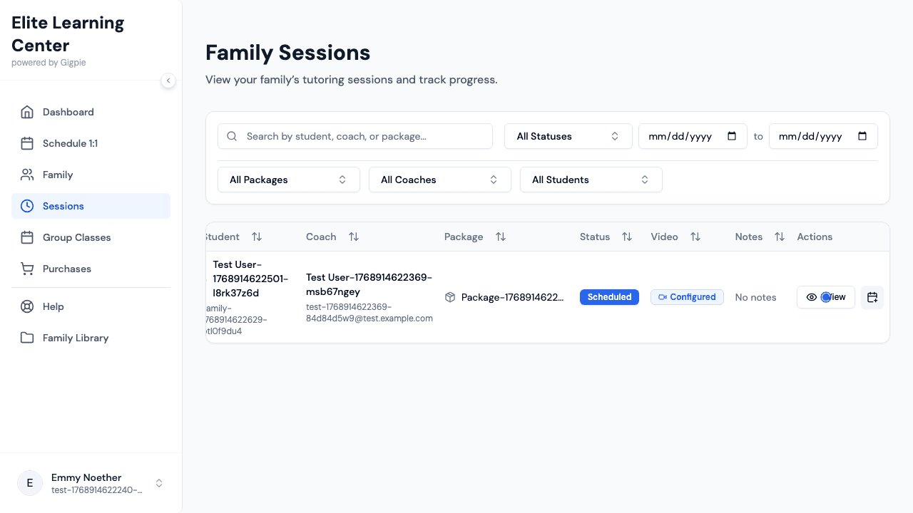 Find the upcoming session