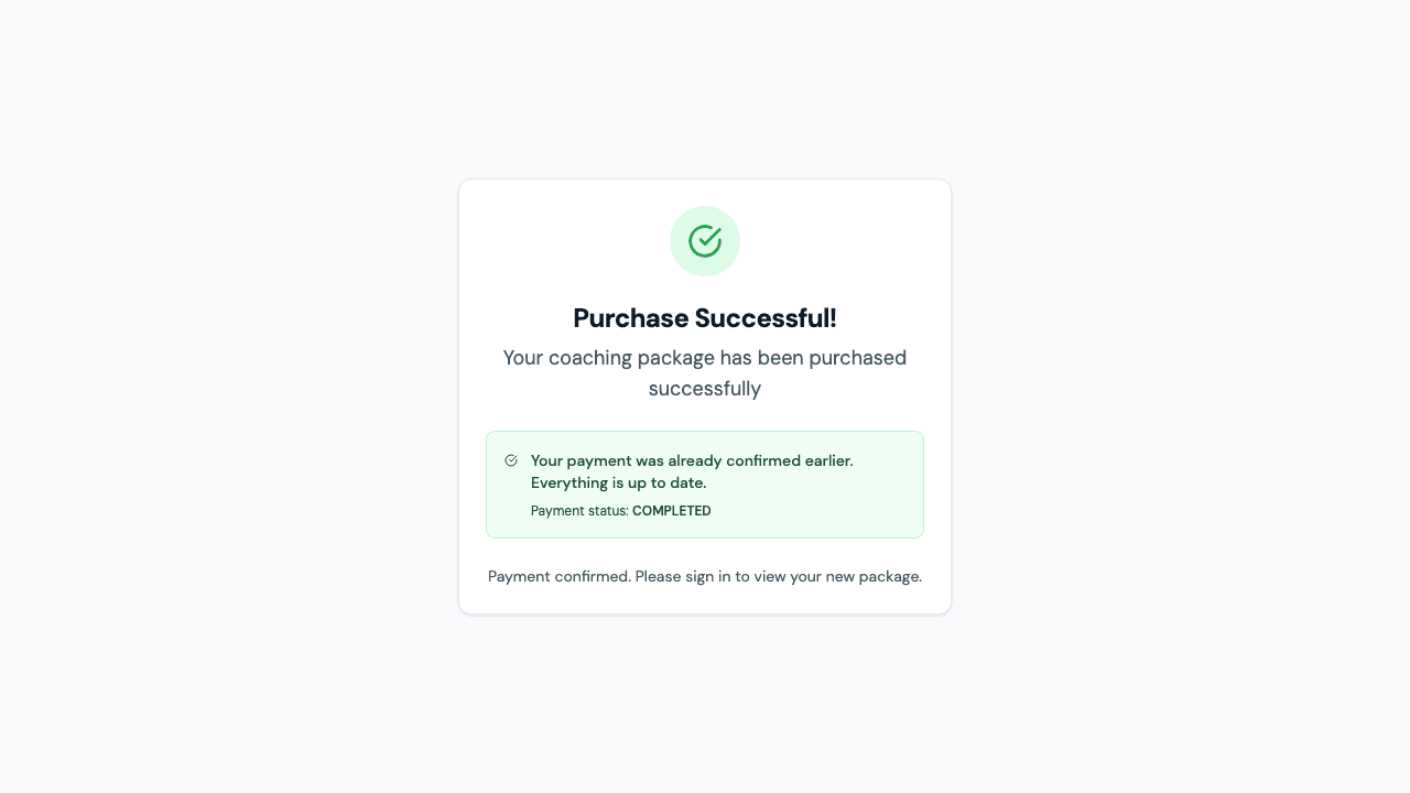 Purchase confirmation