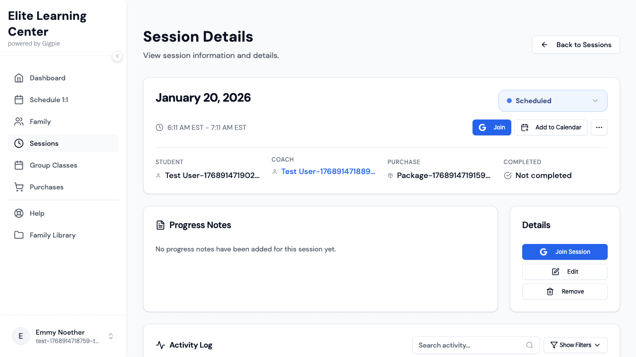 Find the affected session